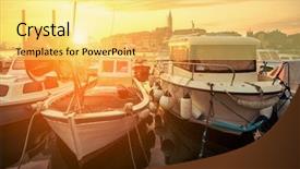  Presentation with boats - Cool new slides with travel place rovinj in croatia backdrop and a yellow colored foreground