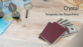  Presentation with compass road - Cool new theme with travel preparation compass money passport backdrop and a  colored foreground
