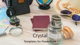  Presentation with compass road - Slides with travel preparation compass money passport background and a  colored foreground