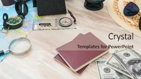 Presentation with passport travel - Audience pleasing slide deck consisting of travel preparation compass money passport backdrop and a  colored foreground