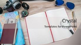  Presentation with compass road - Presentation with travel preparation compass money passport background and a  colored foreground