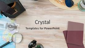  Presentation with compass road - Presentation theme featuring travel preparation compass money passport background and a  colored foreground