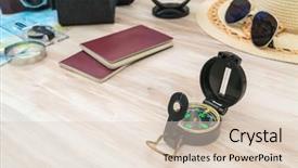  Presentation with compass road - Audience pleasing theme consisting of travel preparation compass money passport backdrop and a  colored foreground