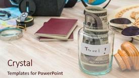  Presentation with compass road - Slide deck consisting of travel preparation compass money passport background and a  colored foreground