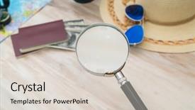  Presentation with passport travel - Presentation theme enhanced with travel preparation compass money passport background and a  colored foreground