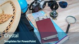  Presentation with passport travel - PPT theme featuring travel preparation compass money passport background and a  colored foreground