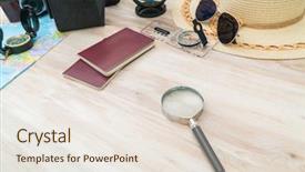  Presentation with compass road - Audience pleasing slides consisting of travel preparation compass money passport backdrop and a  colored foreground