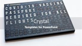  Presentation with covid vaccine - Colorful slide deck enhanced with travel-problems-concept-airport-departures backdrop and a gray colored foreground