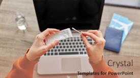  Presentation with passport travel - Presentation theme with travel-quarantine-and-pandemic-concept background and a coral colored foreground