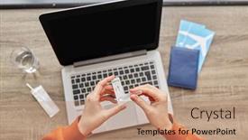  Presentation with passport travel - Theme consisting of travel-quarantine-and-pandemic-concept background and a coral colored foreground