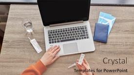  Presentation with passport travel - Slide set with travel-quarantine-and-pandemic-concept background and a coral colored foreground