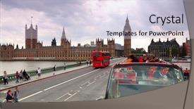  Presentation with buses - Beautiful slides featuring travel red double-decker buses backdrop and a lemonade colored foreground