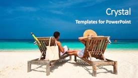  Presentation with tropical beach party - Presentation design with travel sea - couple in white relax background and a teal colored foreground