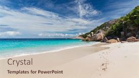  Presentation with travel - Amazing PPT theme having travel-seascape-and-nature-concept backdrop and a lemonade colored foreground