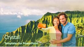  Presentation with kauai hawaii - Audience pleasing slide deck consisting of travel selfie couple at napali backdrop and a tawny brown colored foreground