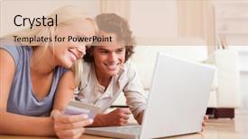  Presentation with online travel - Amazing slides having travel shops - close up of couple purchasing backdrop and a lemonade colored foreground