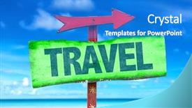  Presentation with travel - Cool new presentation with travel sign with beach background backdrop and a cobalt blue colored foreground