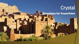  Presentation with sahara - Beautiful presentation theme featuring travel situation - ait benhaddou kasbah along backdrop and a ocean colored foreground