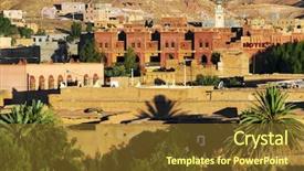  Presentation with ait - Slide deck featuring travel situation - ait benhaddou kasbah along background and a tawny brown colored foreground