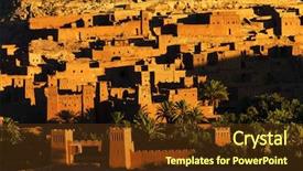  Presentation with ait - Cool new slide set with travel situation - ait benhaddou kasbah along backdrop and a tawny brown colored foreground