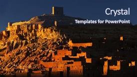  Presentation with ait - PPT layouts with travel situation - ait benhaddou kasbah along background and a ocean colored foreground