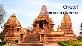  Presentation with world heritage - Amazing presentation design having travel situation - lakshmana temple built by chandela backdrop and a sky blue colored foreground