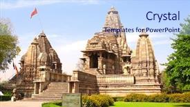  Presentation with world heritage - Audience pleasing PPT theme consisting of travel situation - lakshmana temple built by chandela backdrop and a sky blue colored foreground