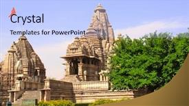  Presentation with world heritage - Amazing PPT theme having travel situation - lakshmana temple built by chandela backdrop and a light blue colored foreground
