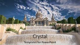  Presentation with dark blue sky stars - Beautiful slides featuring travel situation - palau nacional situated in montjuic backdrop and a mint green colored foreground