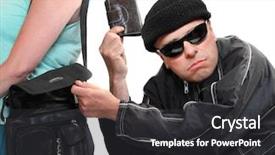  Presentation with insurance - Amazing slides having travel situation - thief stealing from handbag backdrop and a dark gray colored foreground