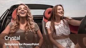  Presentation with two black women - PPT theme with travel situation - two young women riding background and a  colored foreground