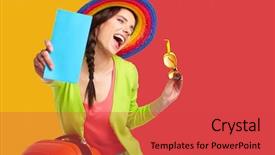  Presentation with travel and tourism - PPT theme enhanced with travel suitcase and boarding pass background and a  colored foreground