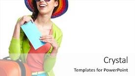  Presentation with suitcase - Beautiful presentation design featuring travel suitcase and boarding pass backdrop and a  colored foreground