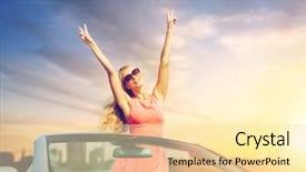  Presentation with road trip signs - Presentation theme consisting of travel summer holidays road trip background and a blonde colored foreground
