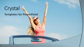  Presentation with road trip cars - Presentation theme enhanced with travel summer holidays road trip background and a light blue colored foreground