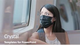  Presentation with take - Presentation theme consisting of travel taiwan - woman wearing mask and take background and a gray colored foreground