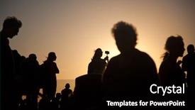  Presentation with group of people silhouettes walking - Cool new presentation theme with travel template - silhouettes of people taking pictures backdrop and a  colored foreground