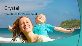  Presentation with indian mother son - Slides with travel thailand - mother and son having fun background and a light blue colored foreground