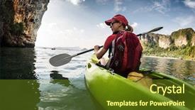  Presentation with kayak - Amazing presentation theme having travel thailand - young lady paddling the kayak backdrop and a tawny brown colored foreground