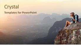  Presentation with cliff - PPT theme with travel thailand - young woman with backpack sitting background and a lemonade colored foreground