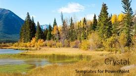  Presentation with summer sun - Presentation design with travel-to-canada-magnificent-banff background and a gold colored foreground