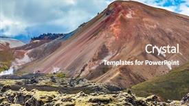  Presentation with summer sun - Cool new slide set with travel to iceland in the summer national park landmannalaugar multi-color rhyolitic mountains are lit with the july sun backdrop and a coral colored foreground