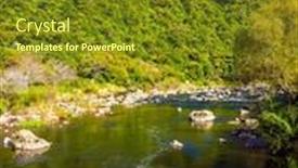  Presentation with blue gold - Slide deck enhanced with travel-to-new-zealand-north background and a tawny brown colored foreground