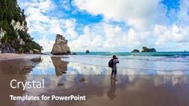  Presentation with tide - PPT theme with travel-to-new-zealand-ocean background and a tawny brown colored foreground