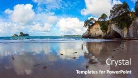  Presentation with new zealand - Slide deck enhanced with travel-to-new-zealand-ocean background and a gray colored foreground