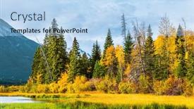  Presentation with fall mountains - Beautiful PPT layouts featuring travel-to-northern-autumn-grandiose backdrop and a light blue colored foreground