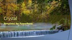  Presentation with water dam - Presentation design consisting of travel-to-slovenia-cloudy-foggy background and a tawny brown colored foreground