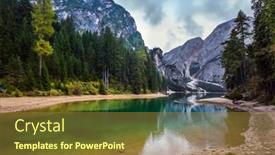  Presentation with eco - Audience pleasing PPT theme consisting of travel to south tyrol walk around the picturesque lake lago di braies the concept of walking and eco-tourism backdrop and a tawny brown colored foreground