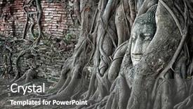  Presentation with ayutthaya - Beautiful slides featuring various money coins bath in yellow mini shopping cart or supermarket trolley set on wooden floor in vintage style backdrop and a gray colored foreground.