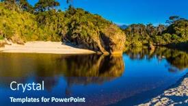  Presentation with knight - Presentation design having travel-to-the-ends background and a ocean colored foreground